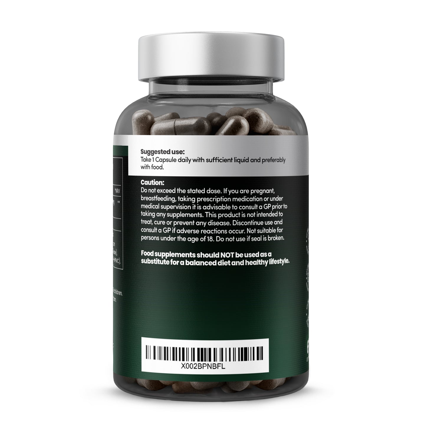 Soursop Graviola supplement usage instructions - take 1 capsule daily with food, GMP certified, suitable for vegans, high strength 30:1 extract for maximum potency
