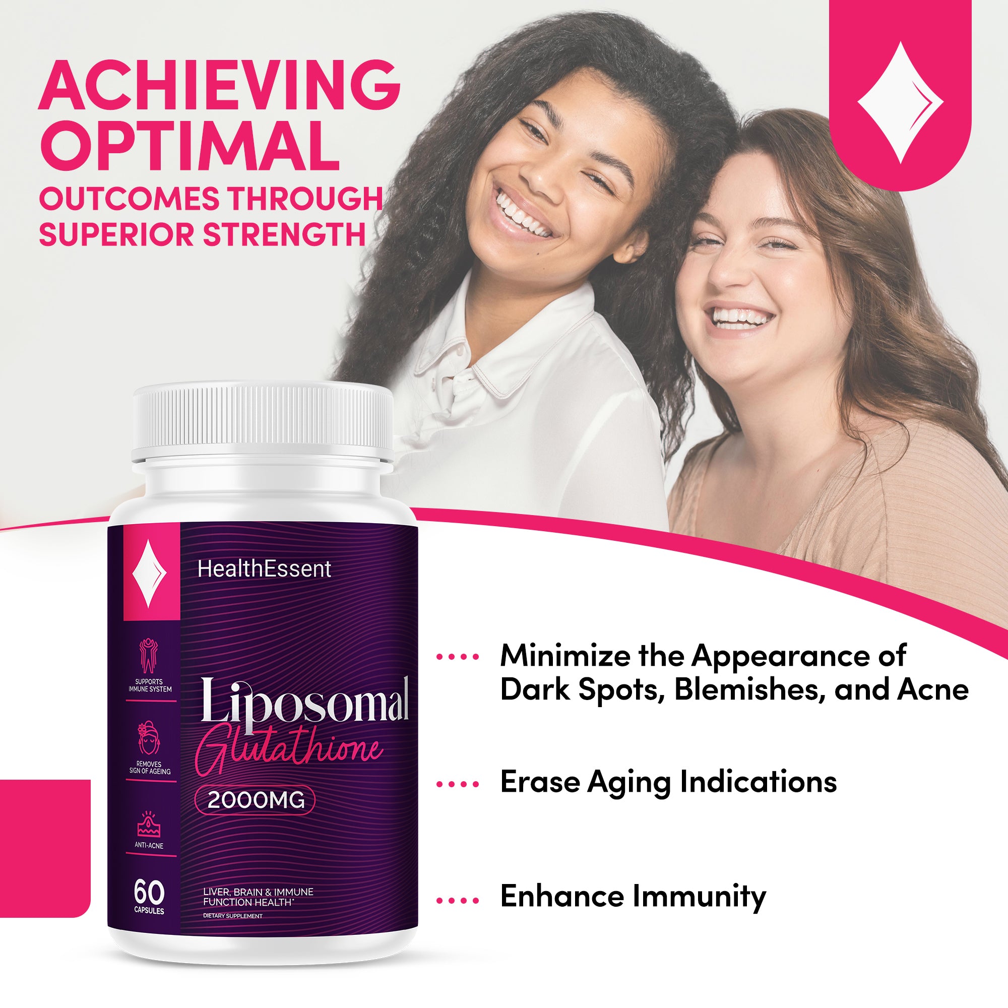 Liposomal Glutathione Reduced 2000mg Complex with Vitamin-C and Collagen Peptides, Superior Bioavailability 10X Absorption by HealthEssent - 60 Softgels