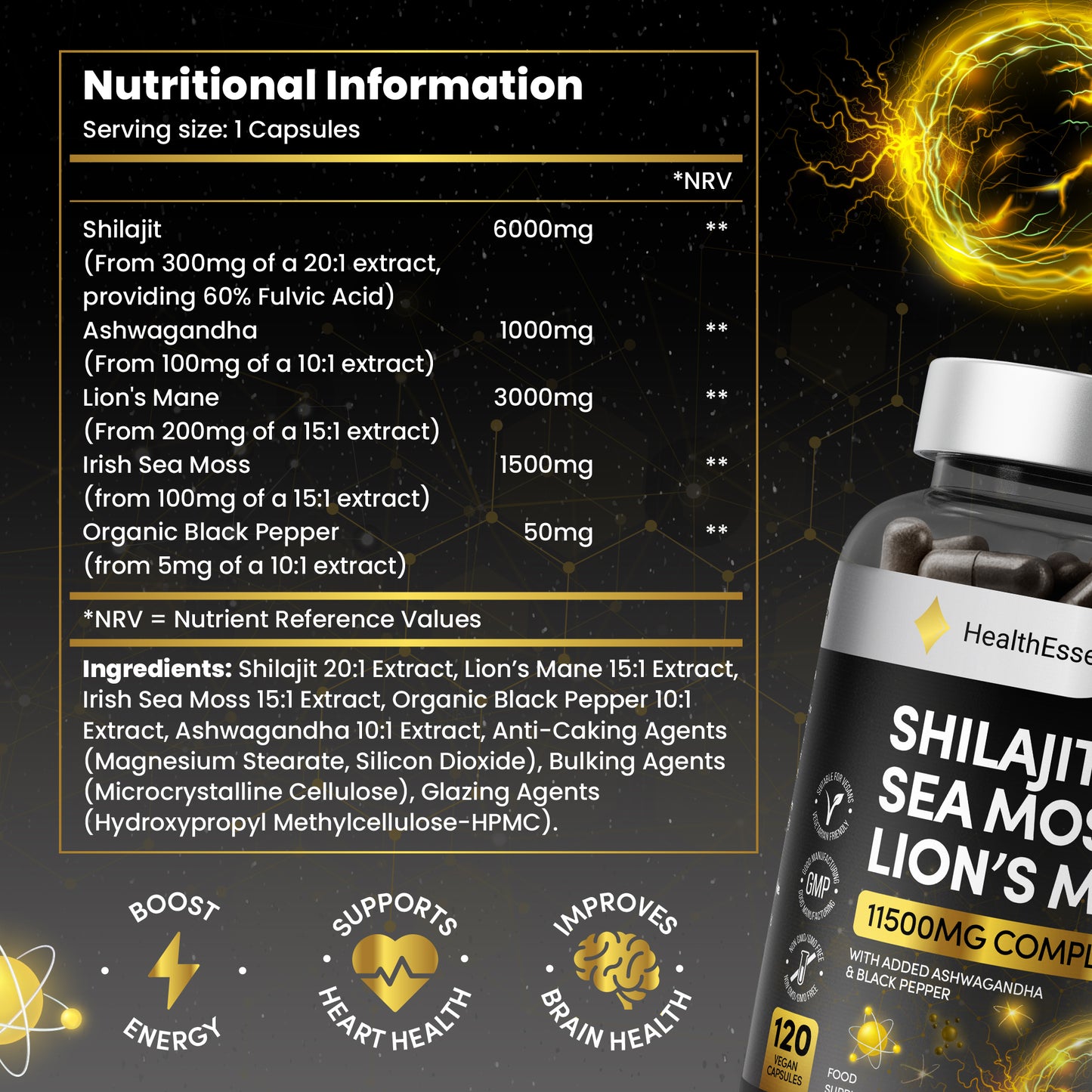 Shilajit Seamoss and Lions Mane Capsules