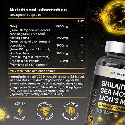 Shilajit Seamoss and Lions Mane Capsules