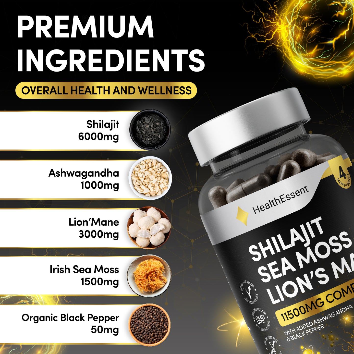 Shilajit Seamoss and Lions Mane Capsules