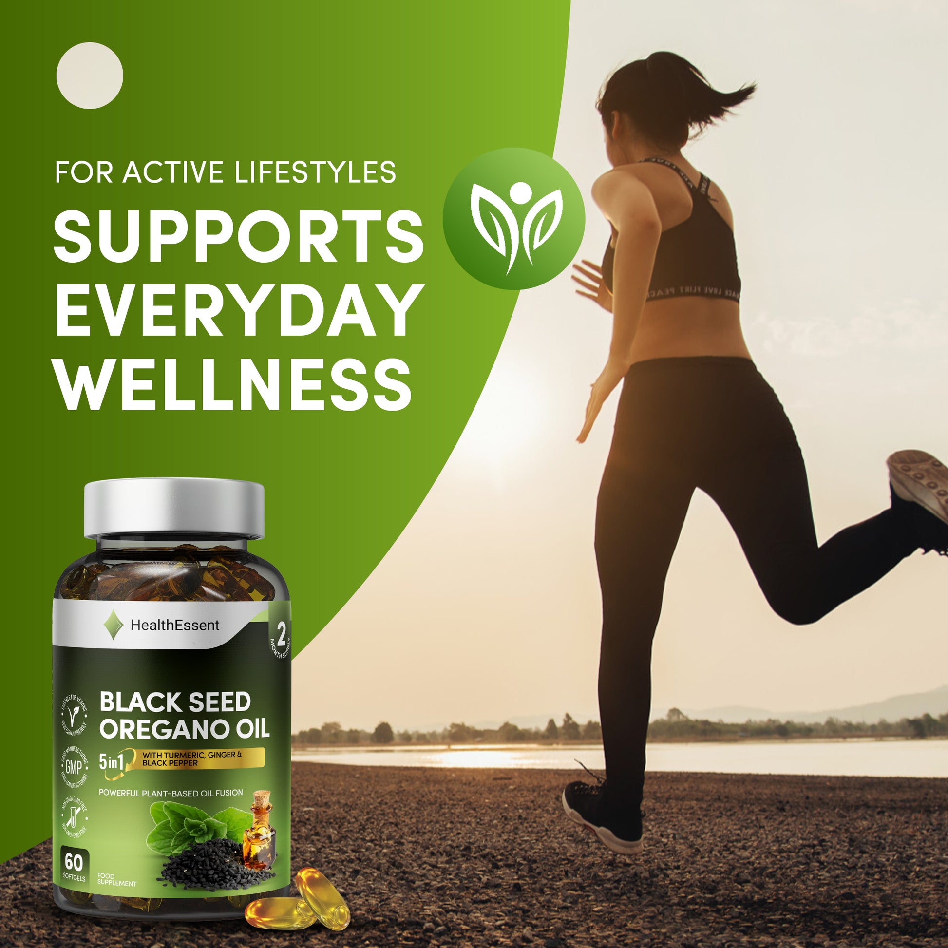 Person taking Black Seed Oregano Oil 5-in-1 for immune support during cold and flu season, preventing infections, supporting respiratory health, reducing inflammation, maintaining wellness during seasonal challenges