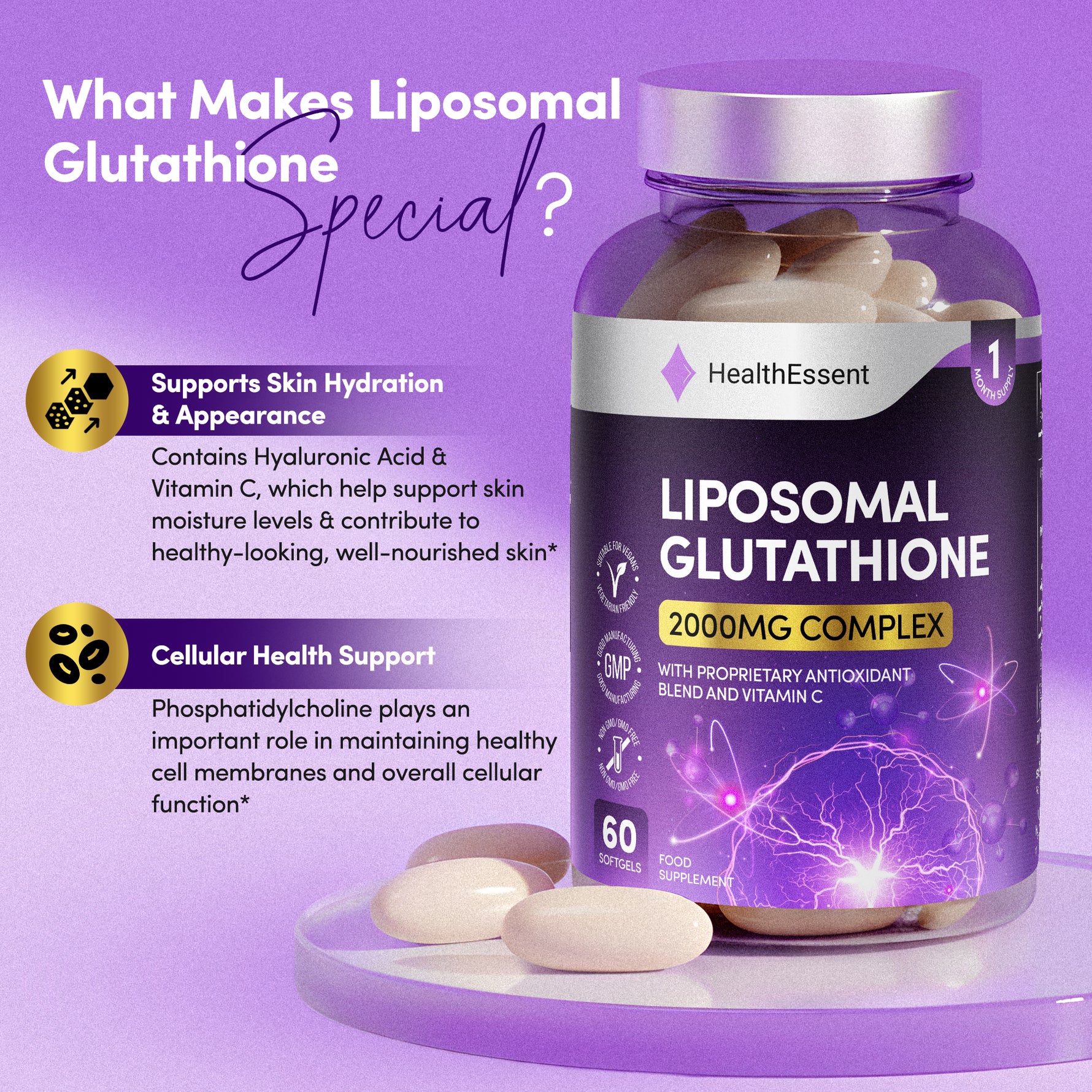 Liposomal Glutathione 2000mg Complex | HealthEssent Liposomal Glutathione 2000mg Complex | HealthEssent