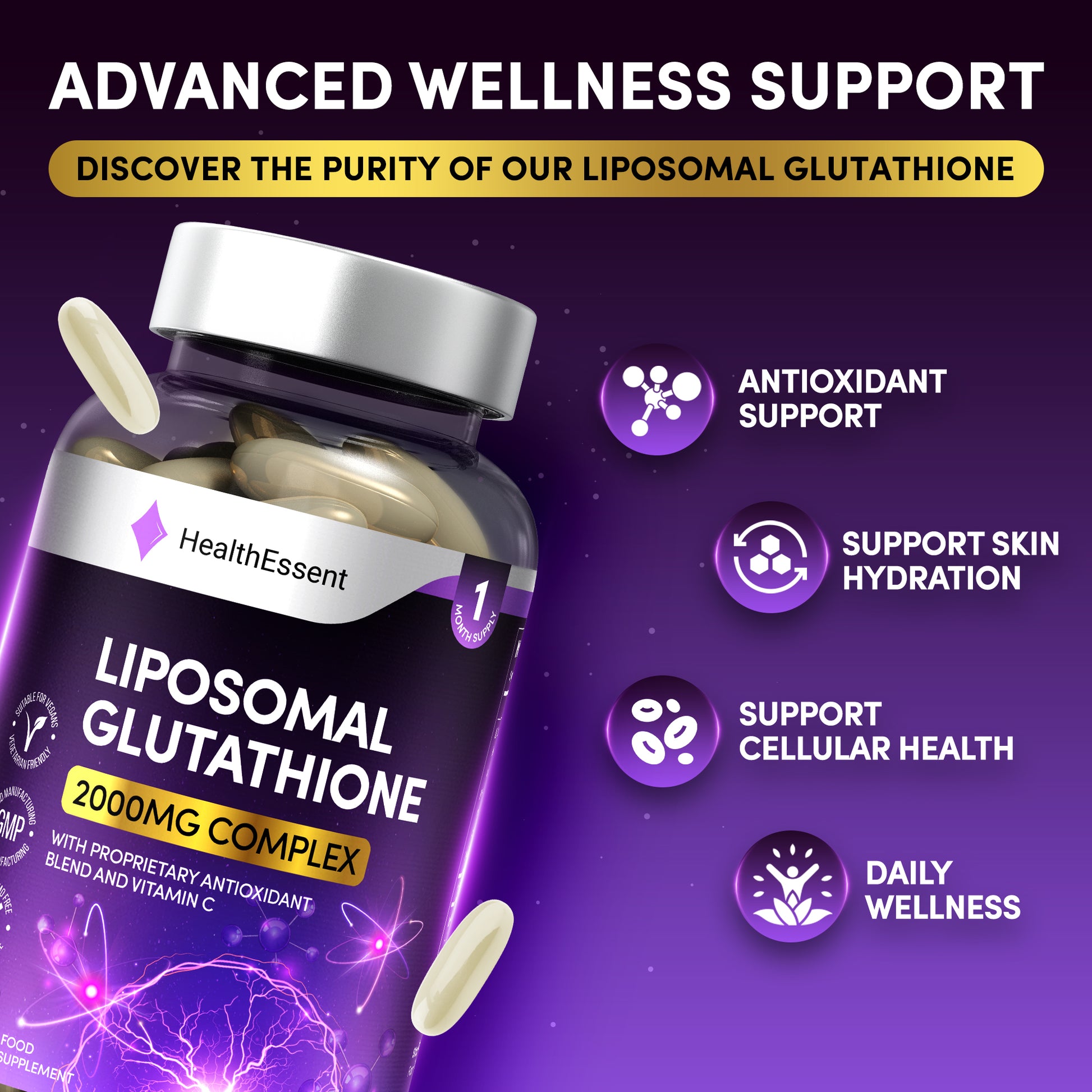 Liposomal Glutathione 2000mg Complex | HealthEssent Liposomal Glutathione 2000mg Complex | HealthEssent