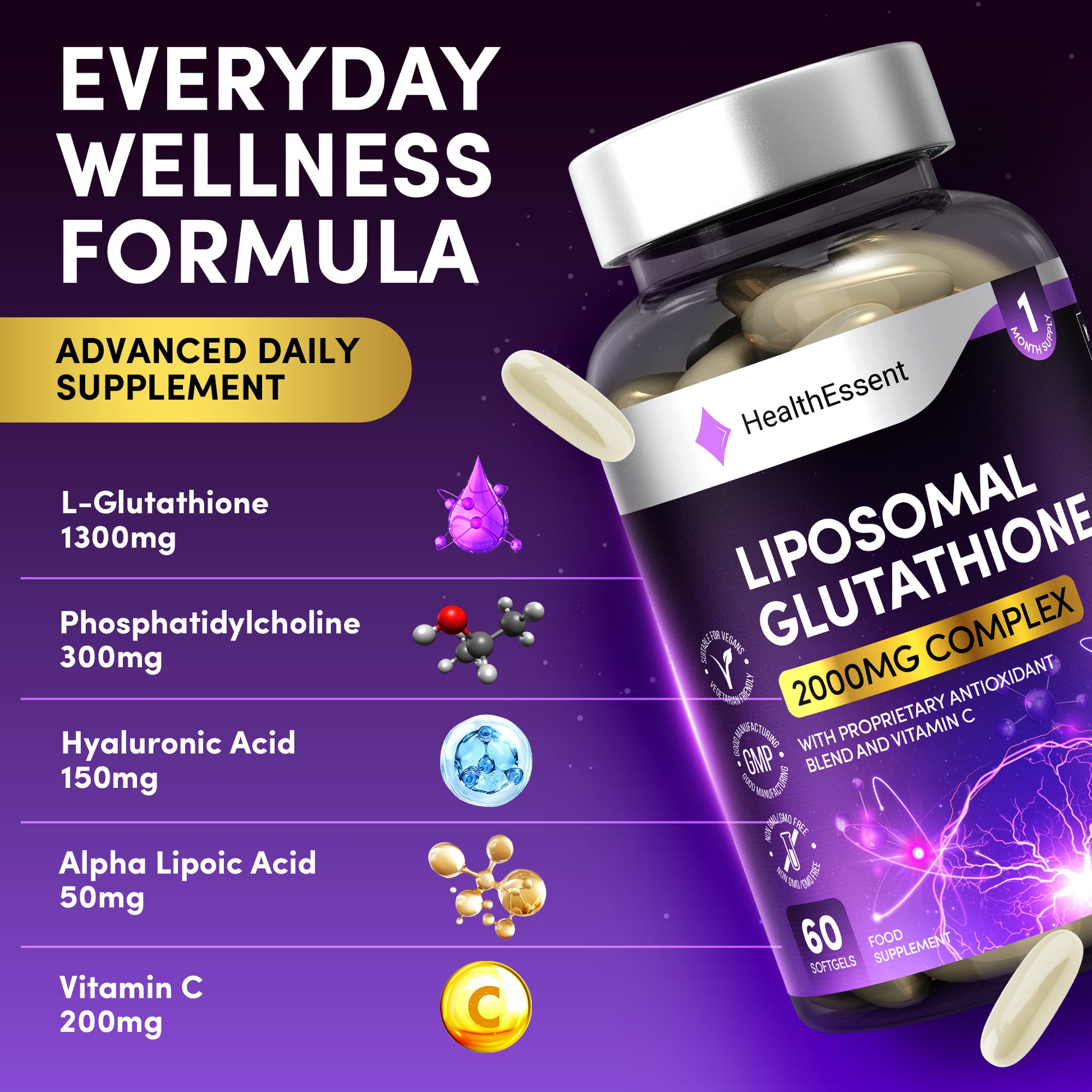 Liposomal Glutathione 2000mg Complex | HealthEssent Liposomal Glutathione 2000mg Complex | HealthEssent