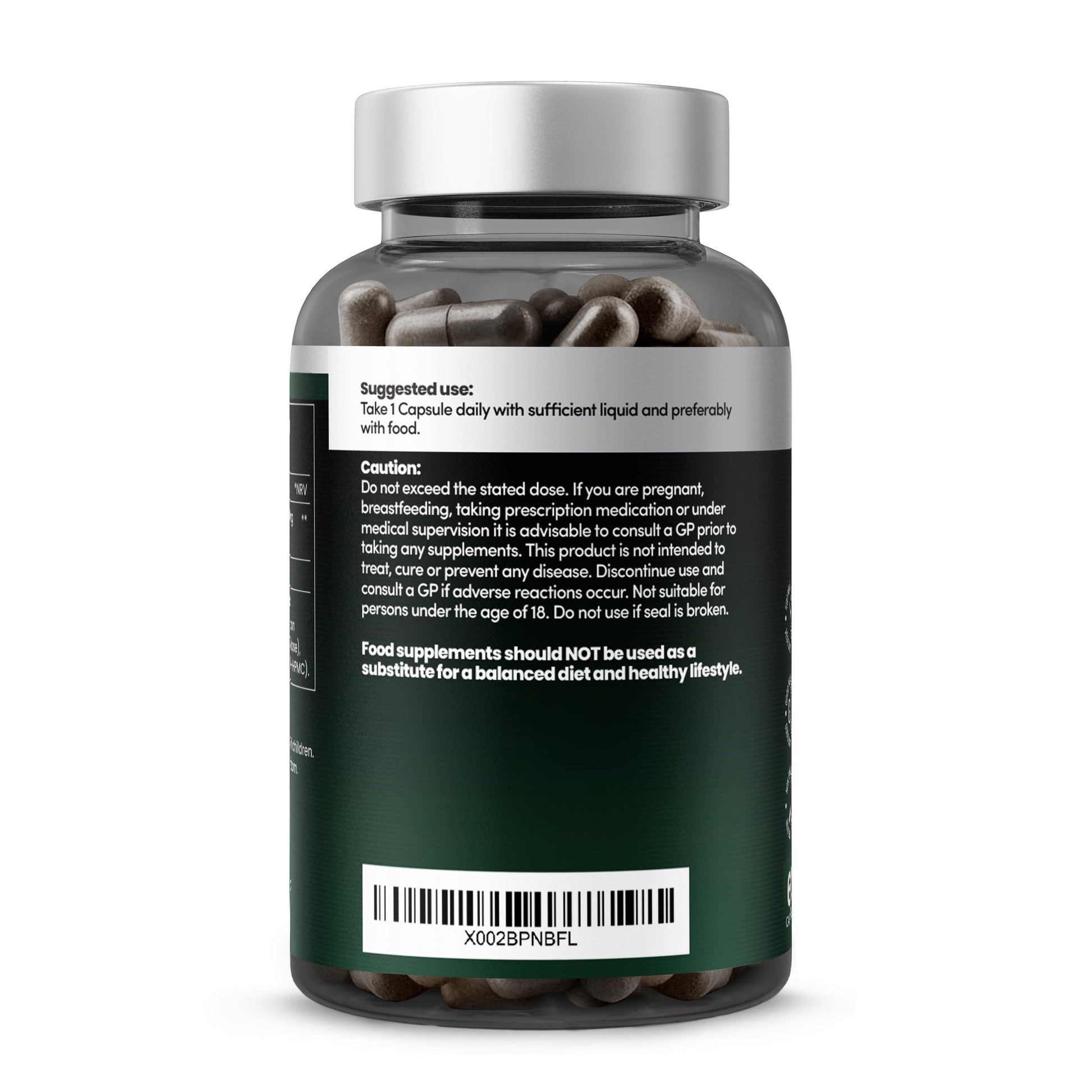 Soursop Graviola supplement usage instructions - take 1 capsule daily with food, GMP certified, suitable for vegans, high strength 30:1 extract for maximum potency