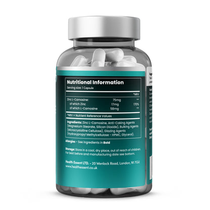 zinc l carnitine SuperSmart - L-Carnosine 75mg per Day (Well-Tolerated) - Zinc Carnosine Supplement | Non-GMO & Gluten Free Zinc L-Carnosine Gastro, 60 capsules